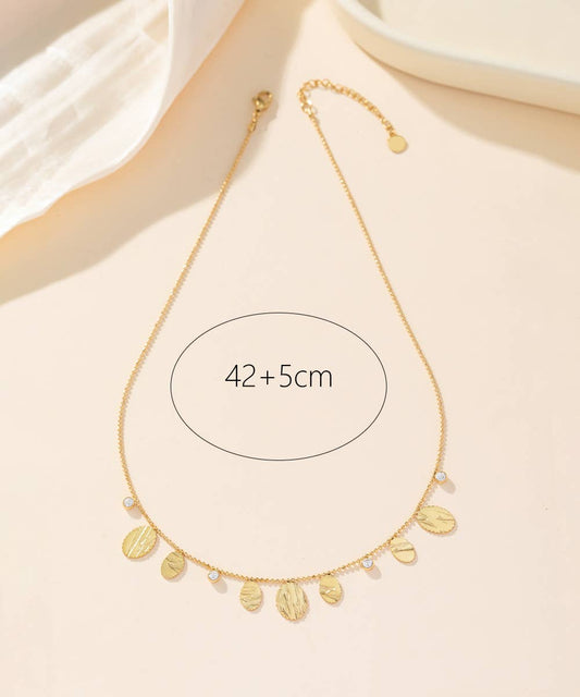Dainty Gold Necklace with Gold Drops and Crystals