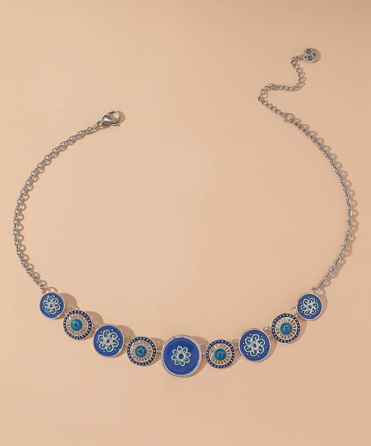 Blue Disc Enamel Necklace