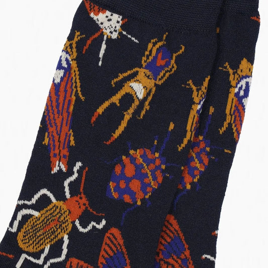 Men's Insect Print Bamboo Socks in Navy Blue
