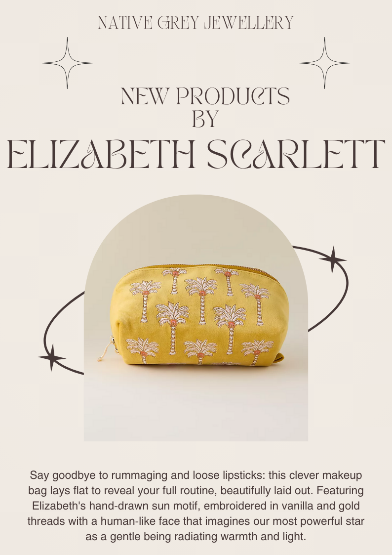 Sunrise Palms Embroidered Velvet Open Flat Makeup Bag