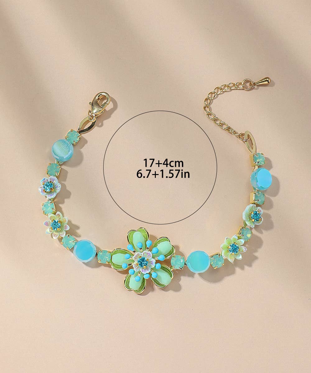 Aqua Coloured Flower Bracelet