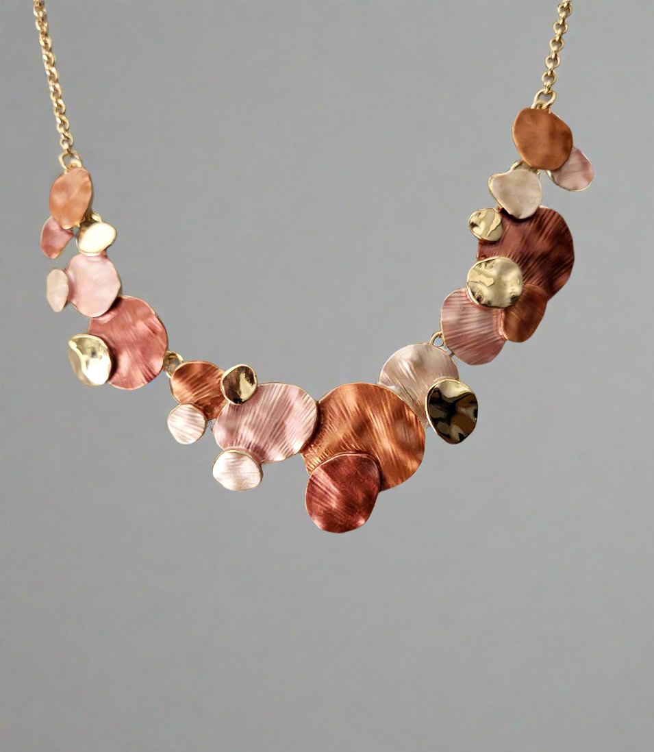 Pink & Gold Circle Necklace Set