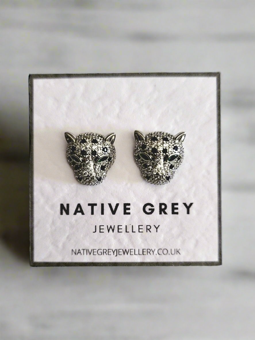 Stunning Sparkly Leopard Stud Earrings