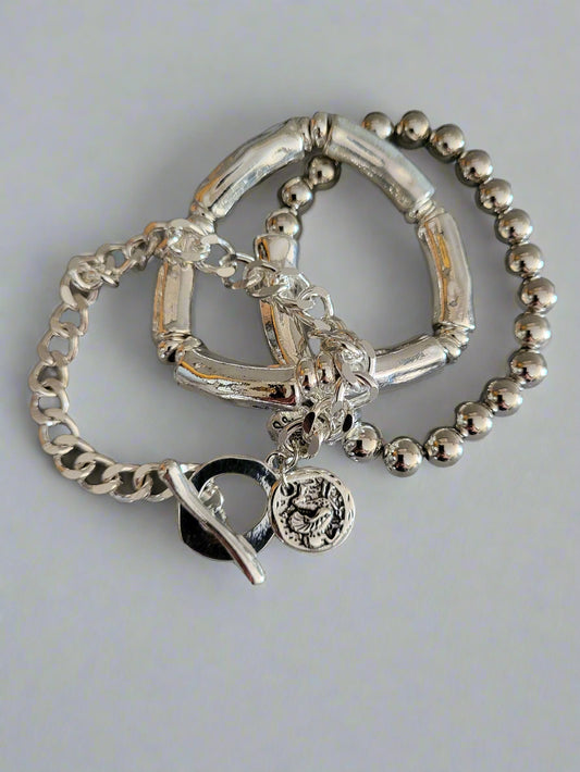Set of 3 Silver Bracelets