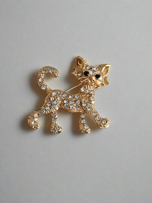 Gold Sparkly Cat Brooch