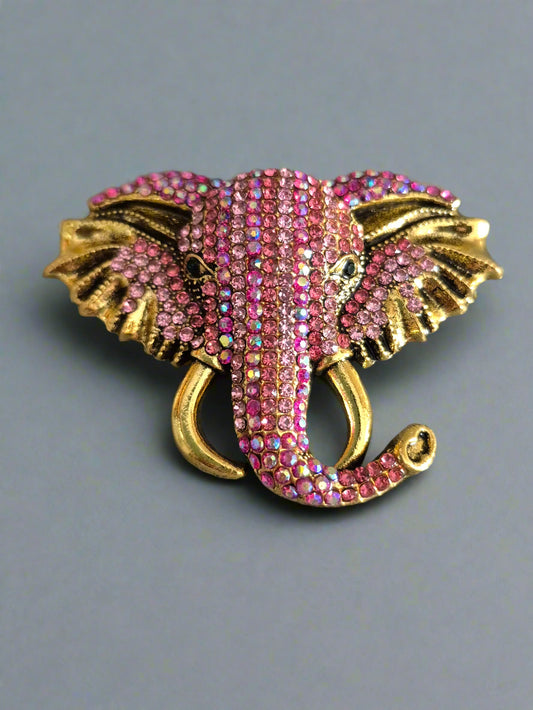 Encrusted Elephant Brooch