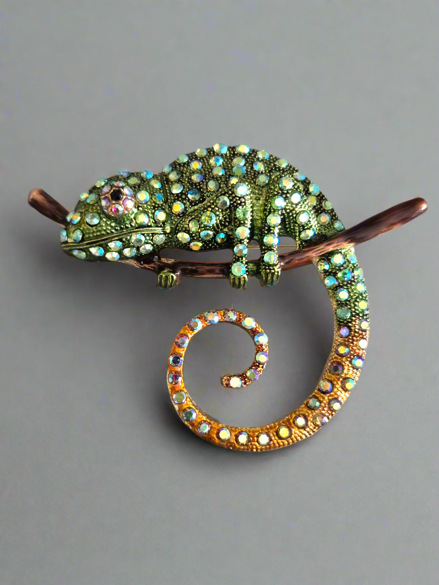 Chameleon Encrusted Brooch