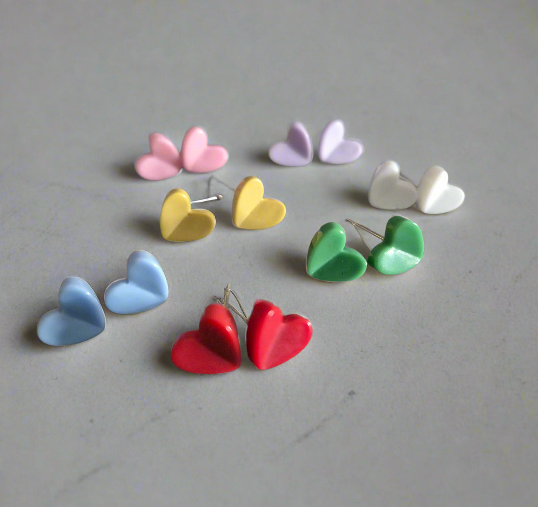 Little Acrylic Heart Stud Earrings