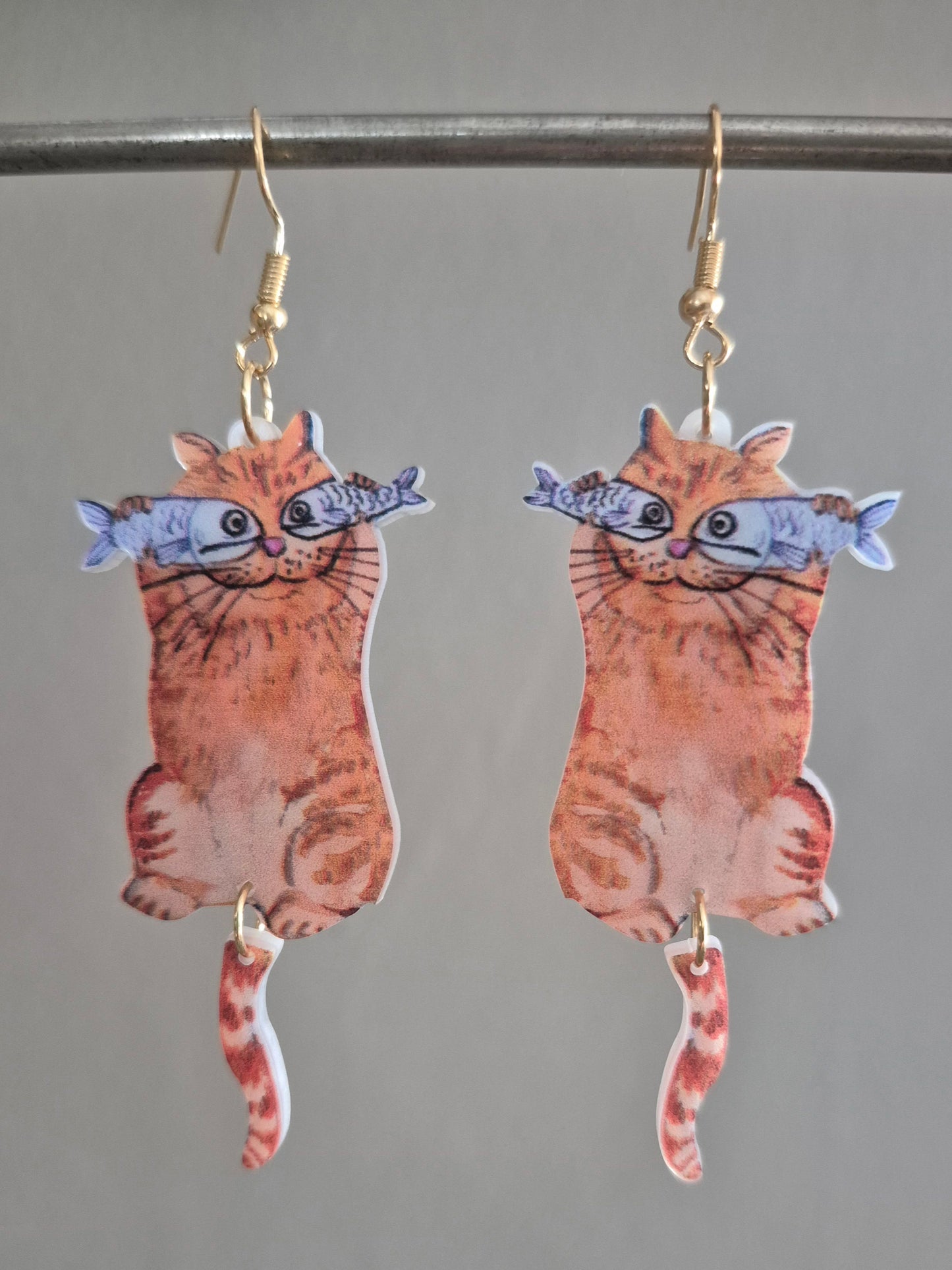 Acrylic Crazy Cat Drop Earrings