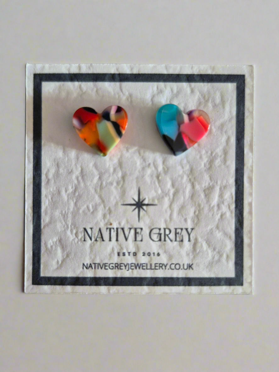 Acrylic Heart Stud Earrings