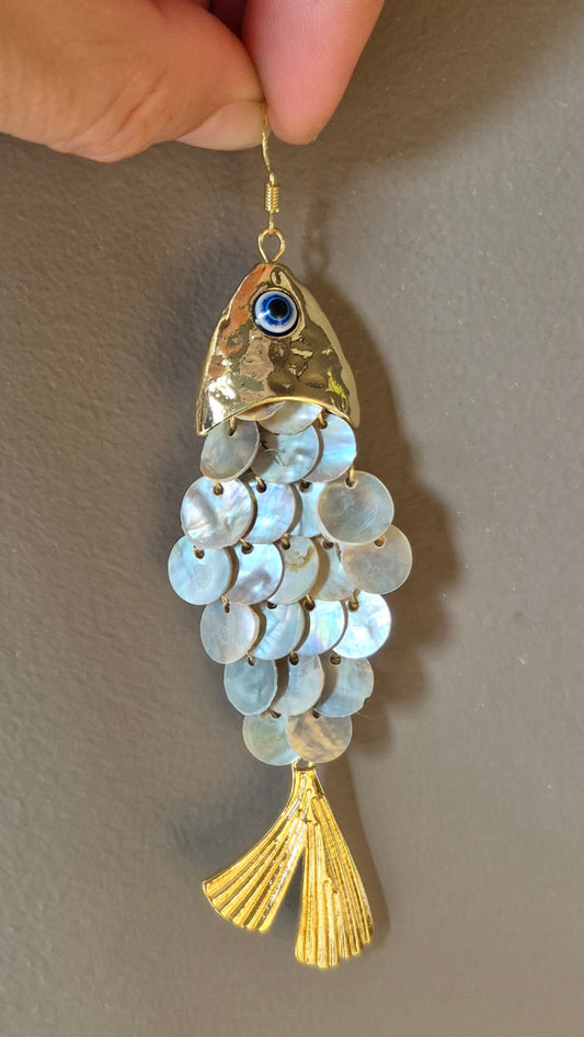 Large Statement Fish Drop Earrings