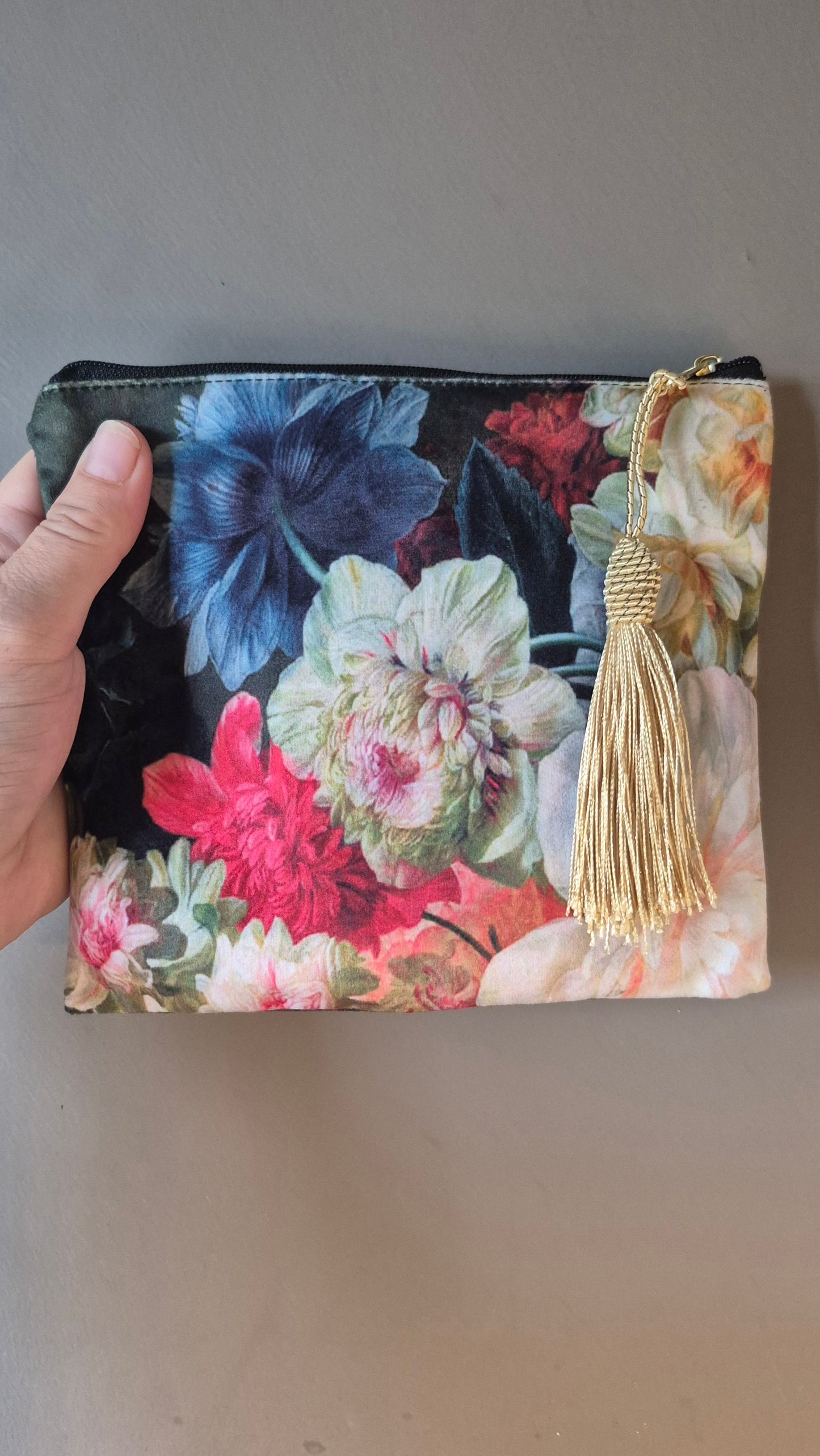 Velvet Floral Purse - Makeup Bag