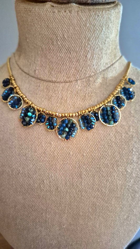 Blue & Gold Circle Necklace