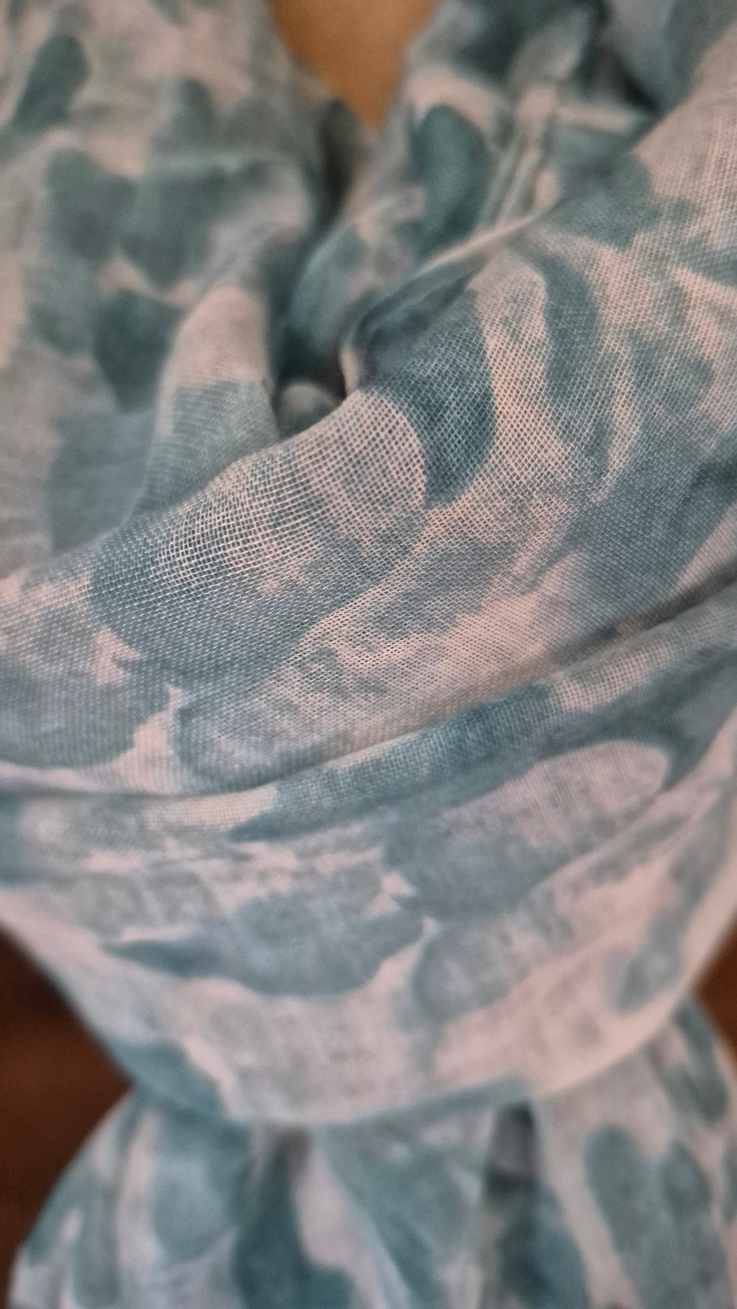 Aqua Lightweight Patterned scarf With Tassels