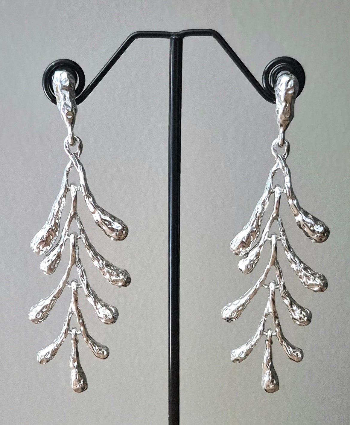 Silver Leaf Drop Earrings