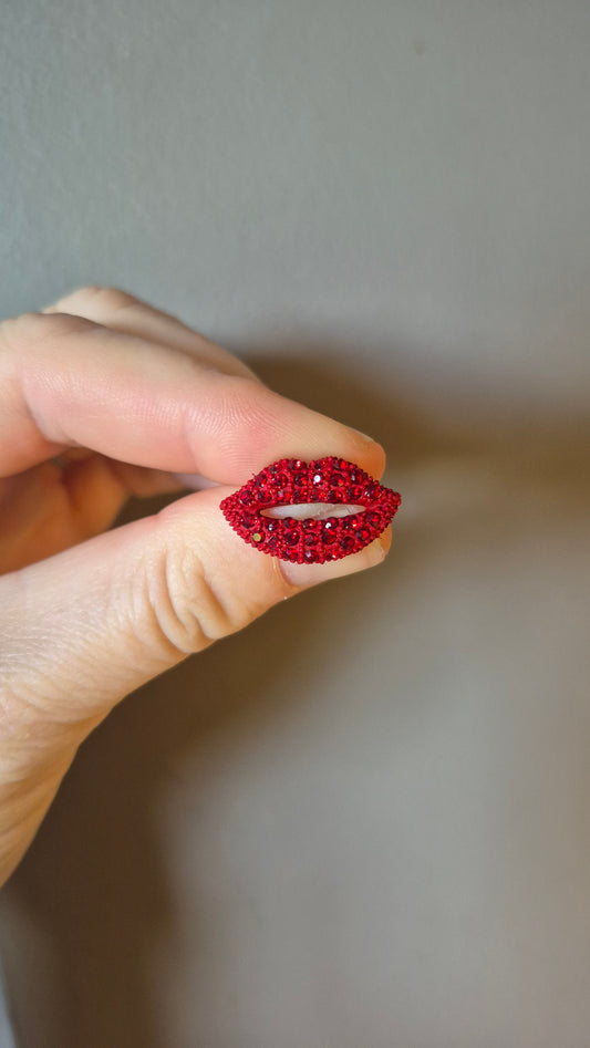 Red Crystal Lip Stud Earrings
