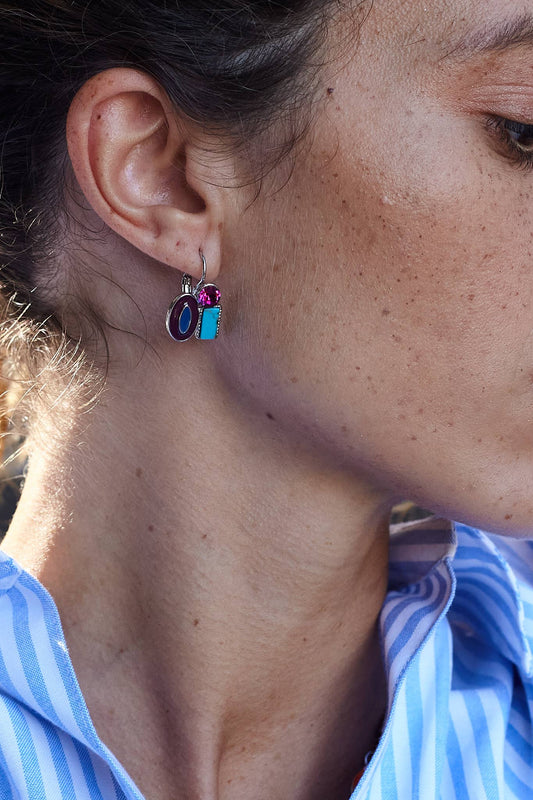Multi-Coloured Enamel Drop Earrings