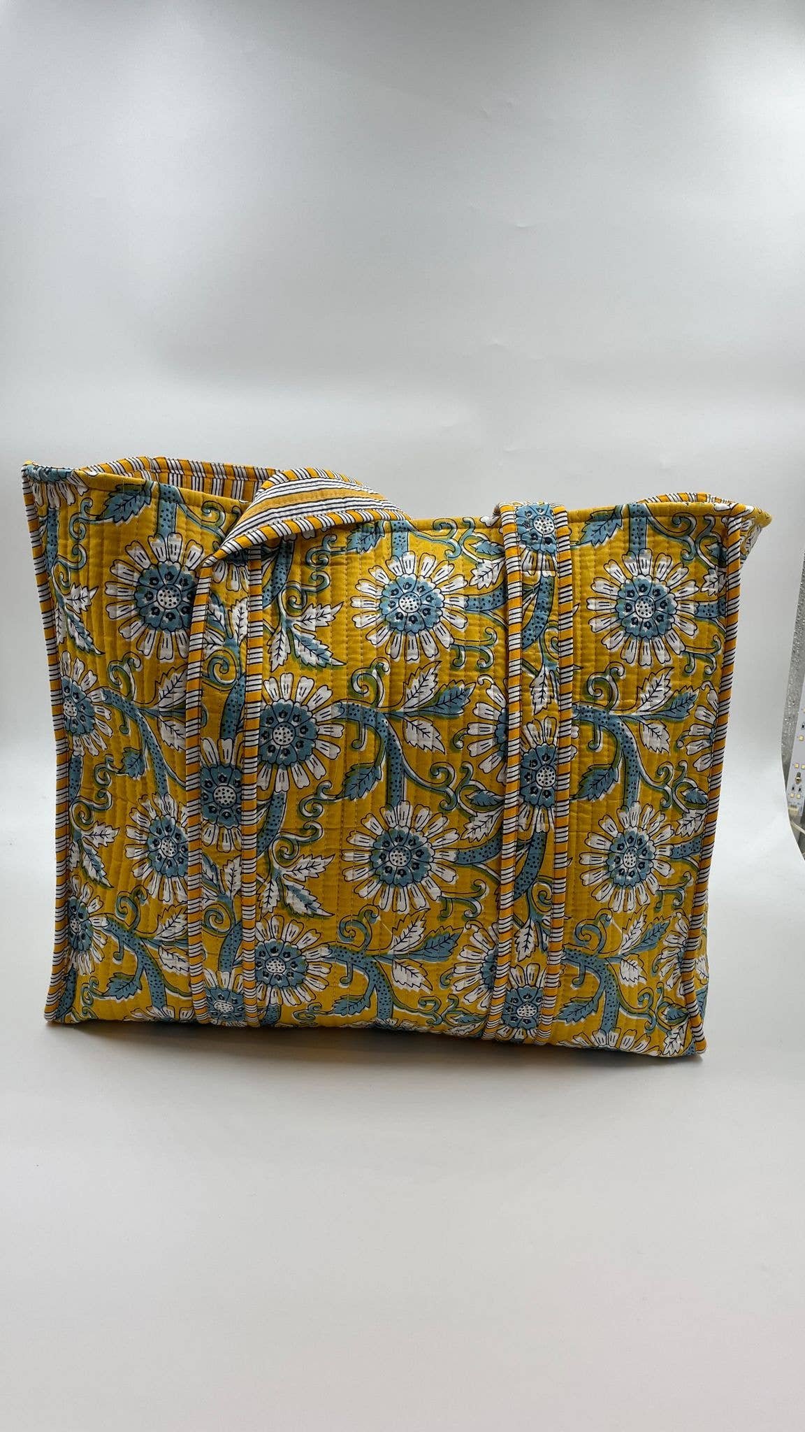 100% Cotton Kantha Quilted Boho Reversible Floral Tote Bag