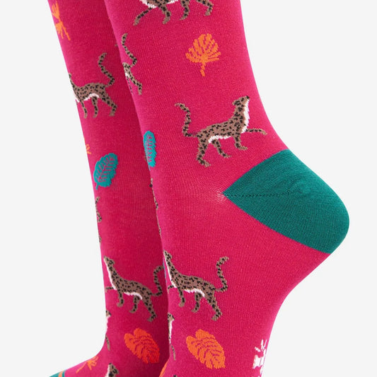 Women's Jungle Cheetah Print Bamboo Socks