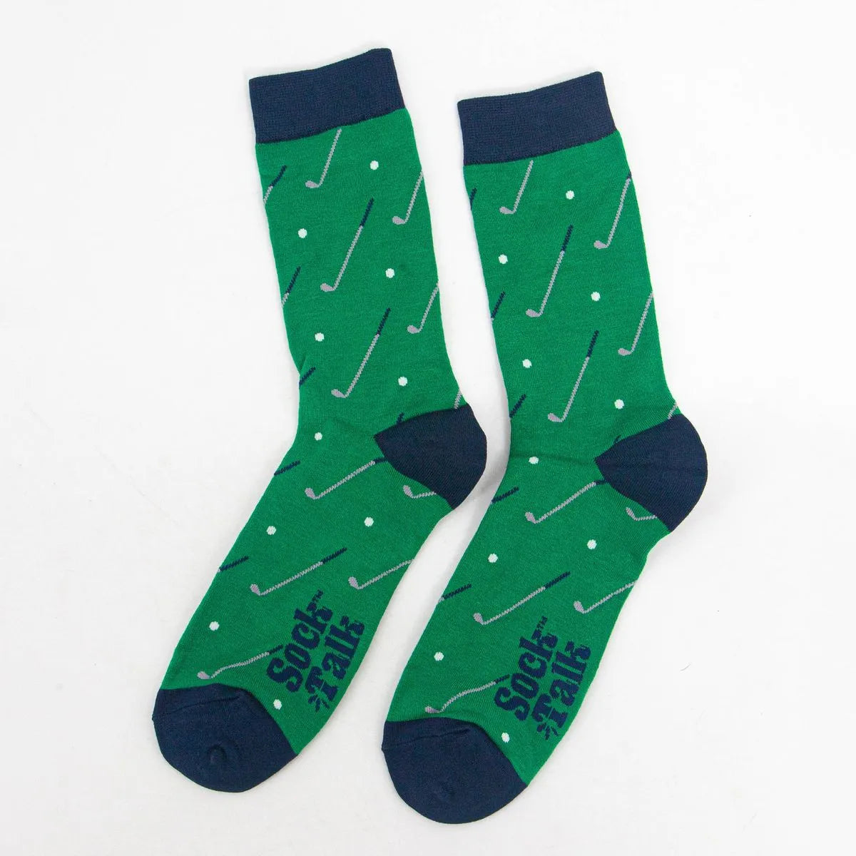 Men's Bamboo Socks - Green/Navy Blue, Golf Ball and Club