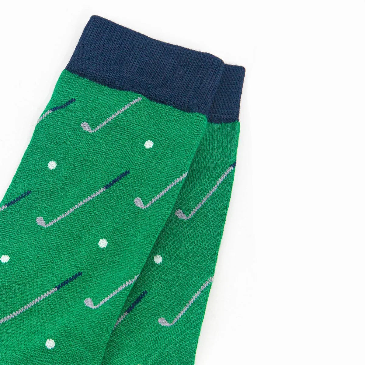 Men's Bamboo Socks - Green/Navy Blue, Golf Ball and Club