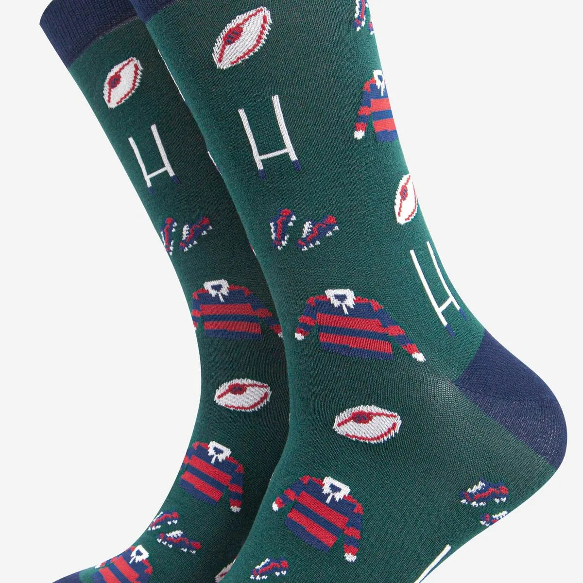 Men's Rugby Goal Kit Bamboo Socks in Green