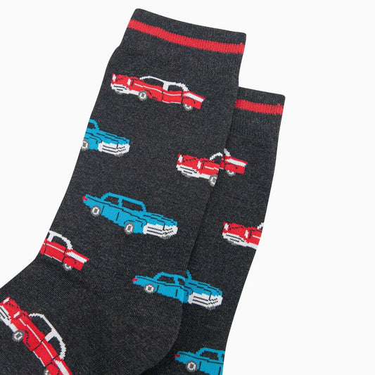 Men's Bamboo Socks - Black, American Classic Cars