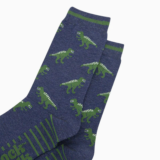Men's Bamboo Socks - Navy, T-Rex