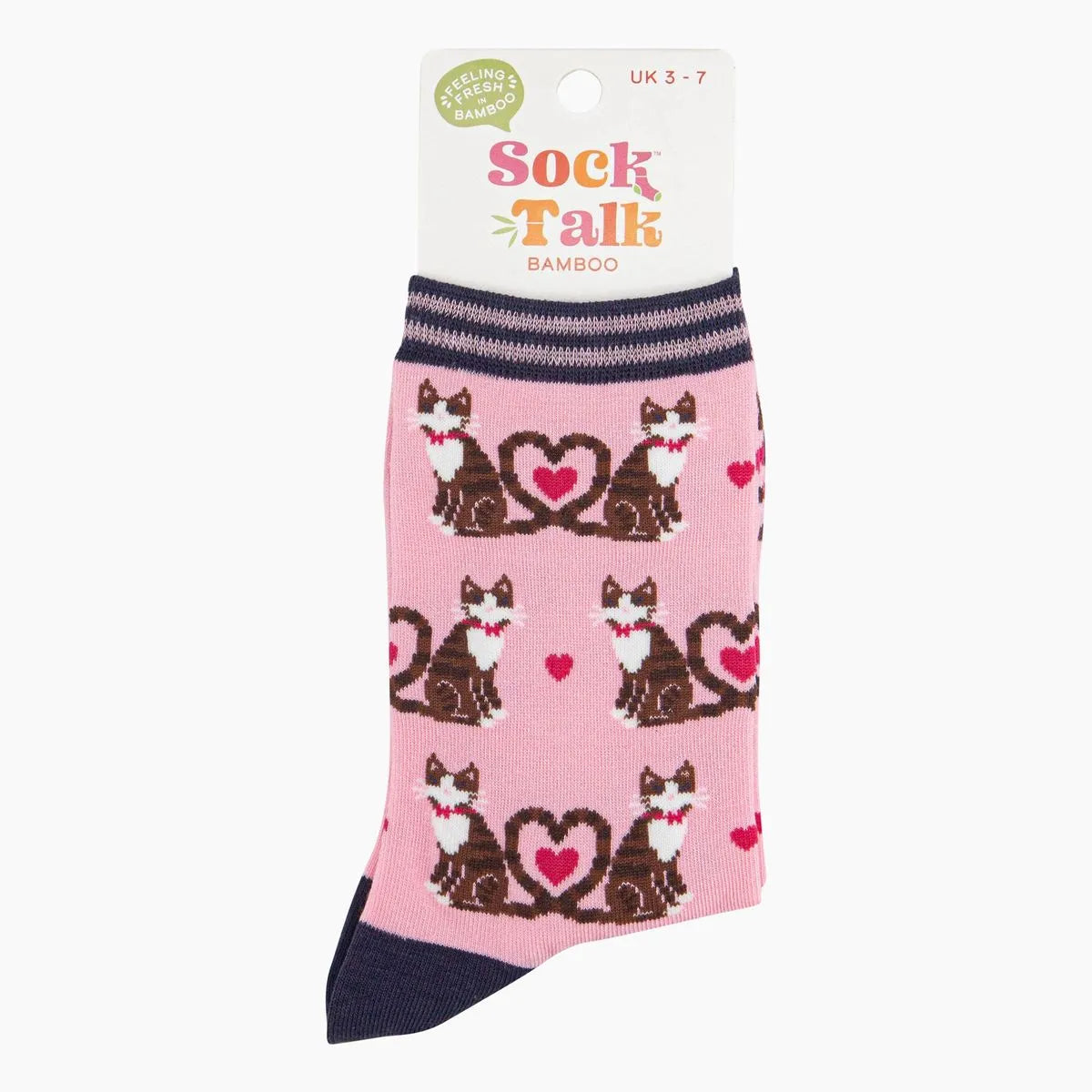 Women's Bamboo Socks - Pink, Cats Love Heart Tails