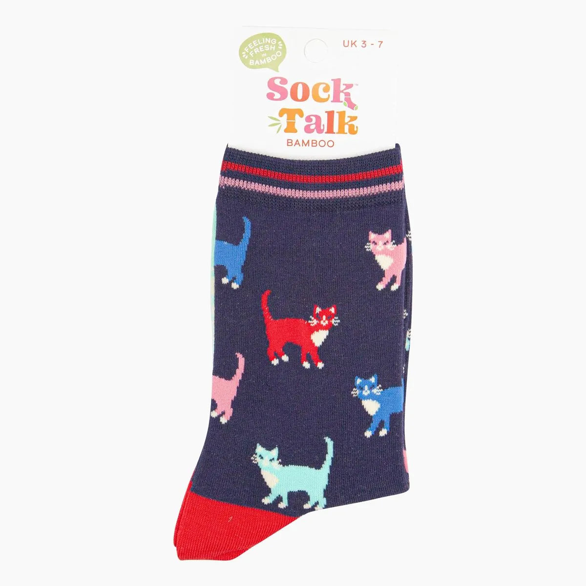 Women's Bamboo Socks - Navy/Multi, Cats