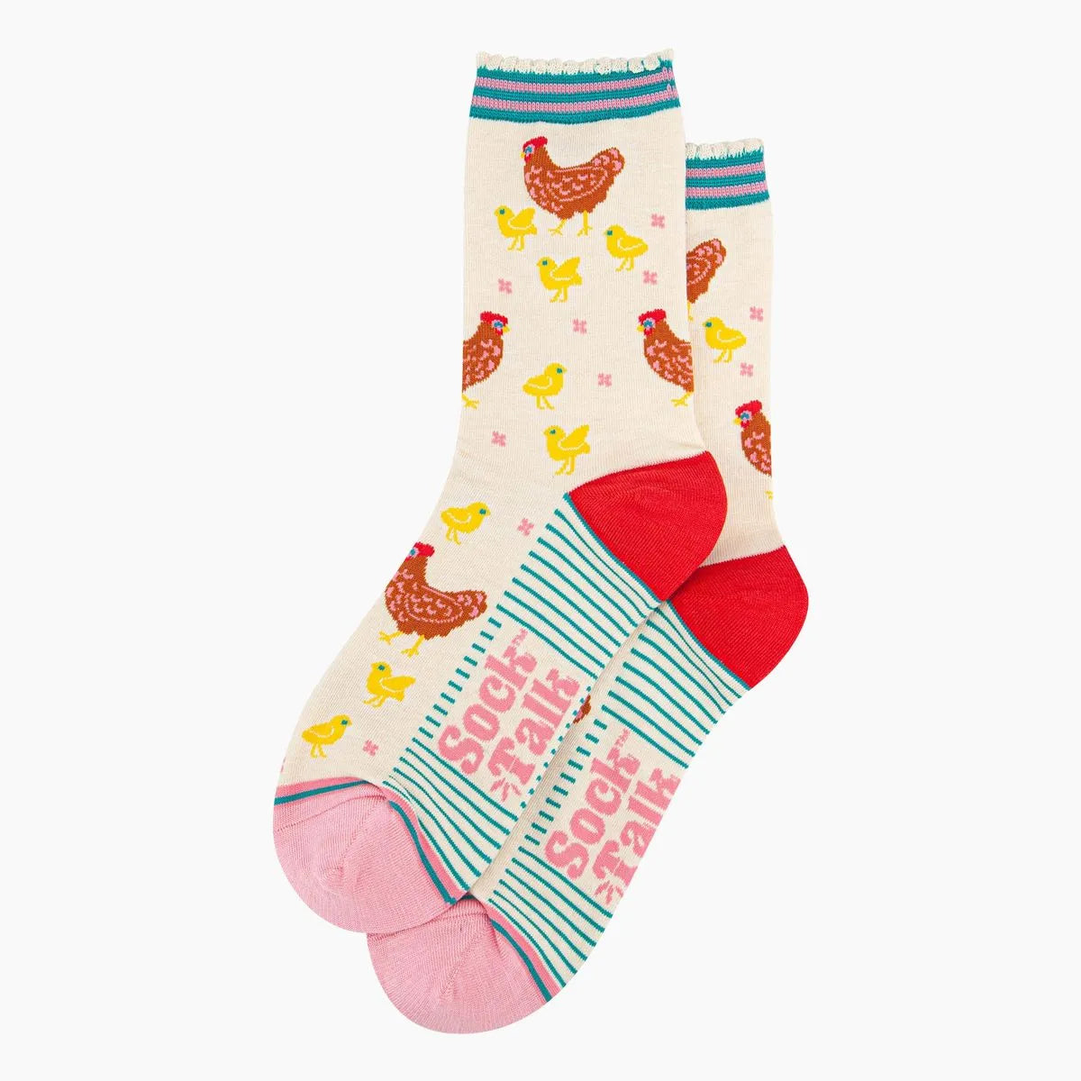 Women's Bamboo Socks - Cream, Hen and Chicks