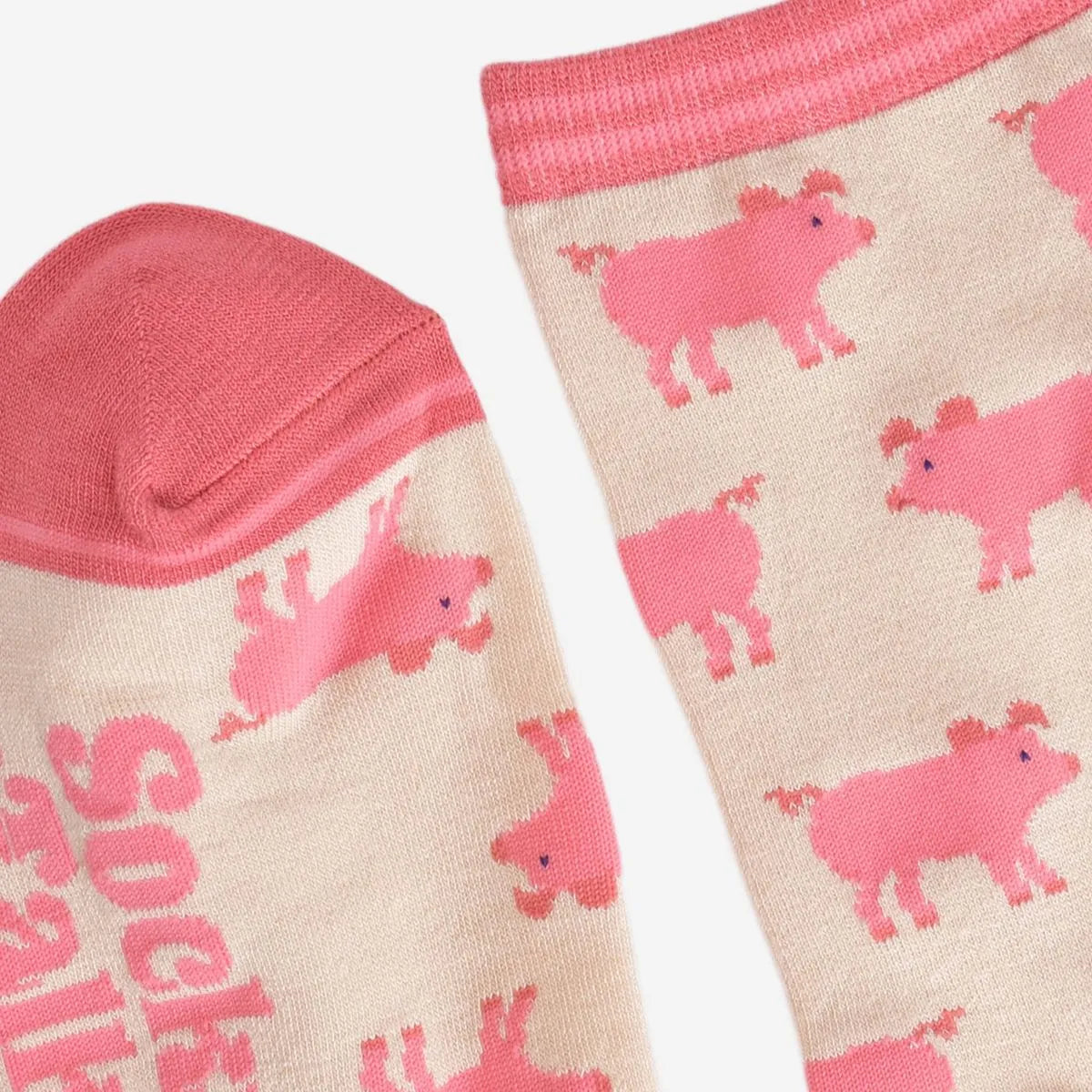 Women's Bamboo Socks - Cream/Pink, Pigs