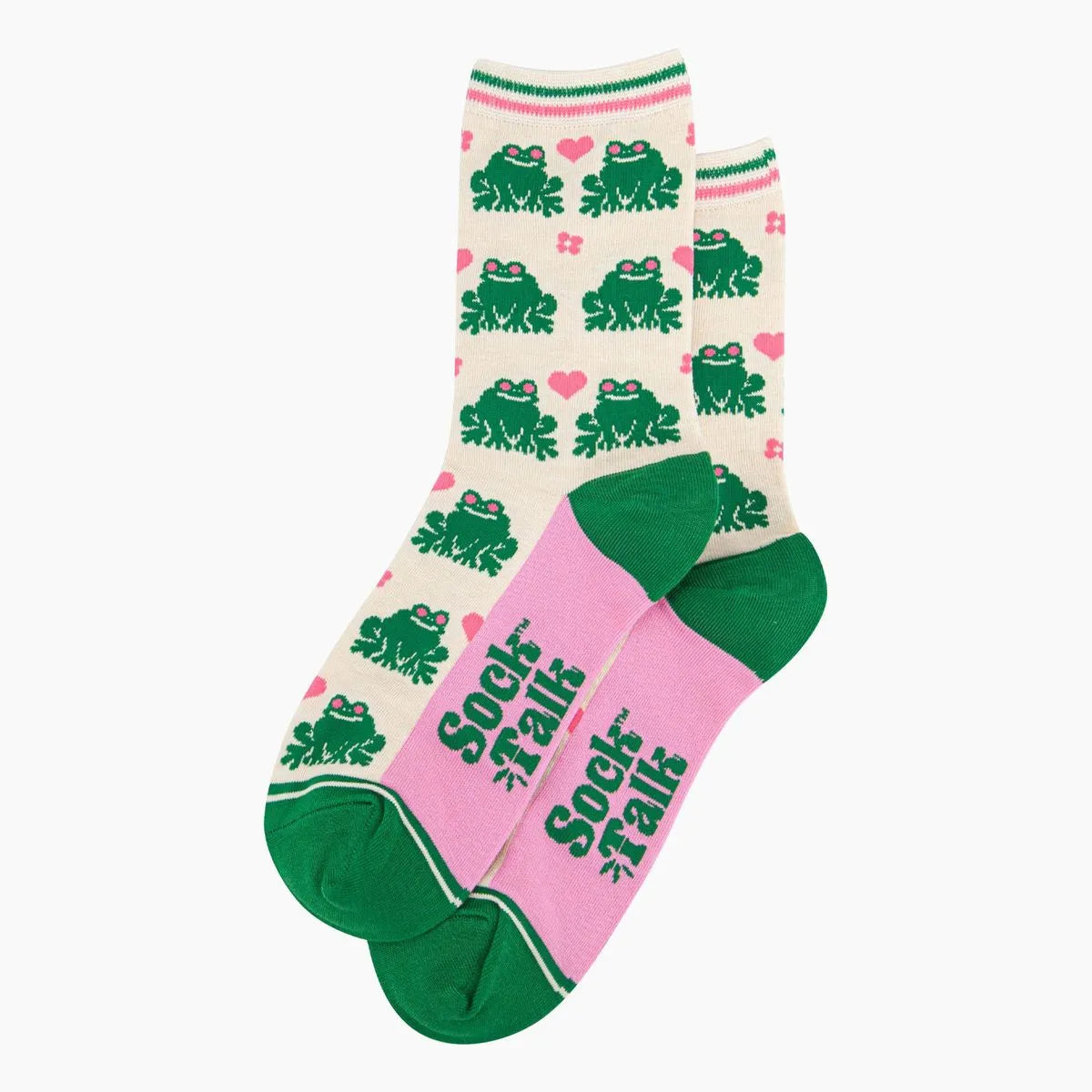Women's Bamboo Socks - Cream, Frog Love Heart