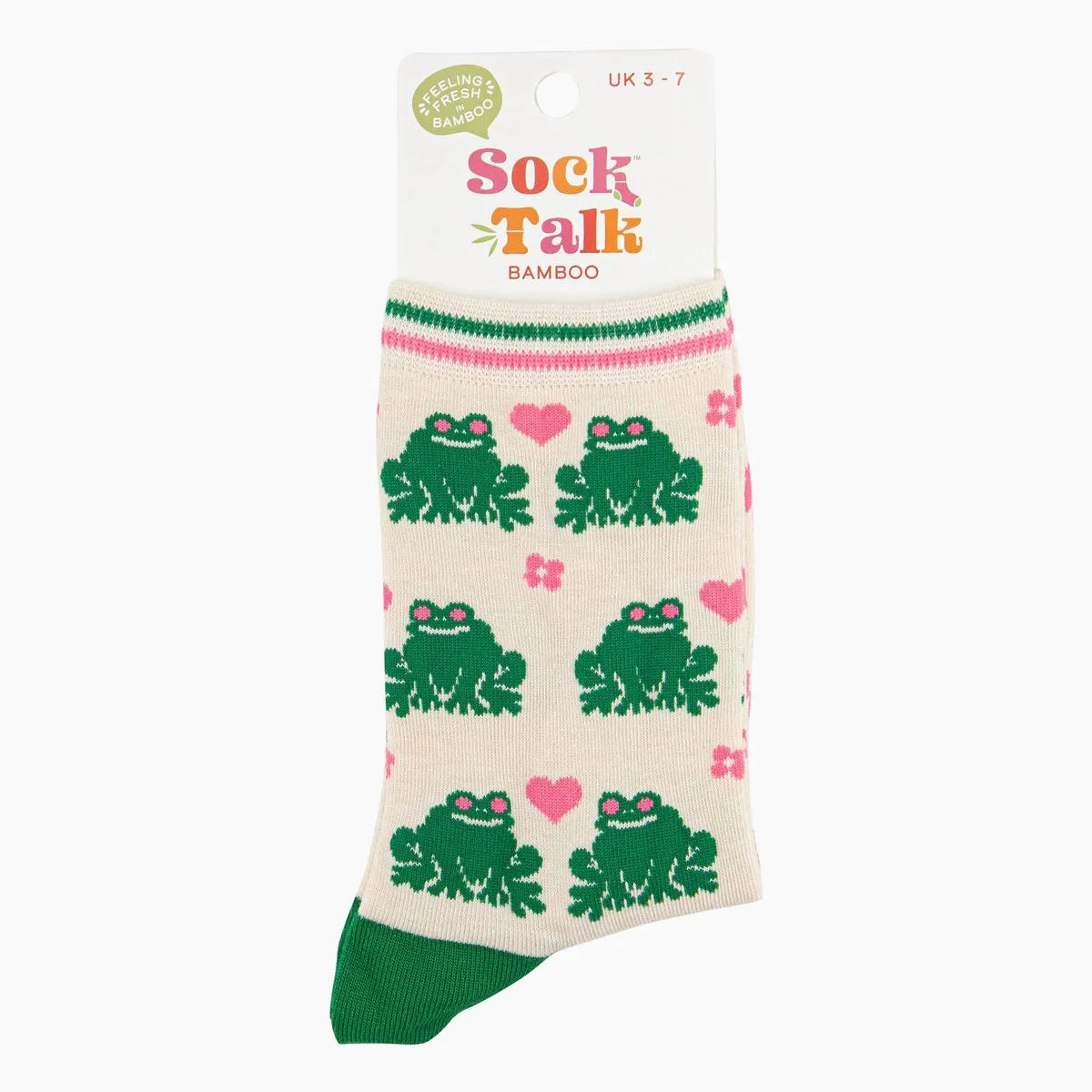 Women's Bamboo Socks - Cream, Frog Love Heart
