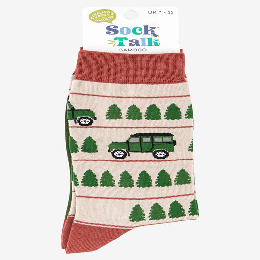 Men's Striped Off Road Vehicle Print Bamboo Socks