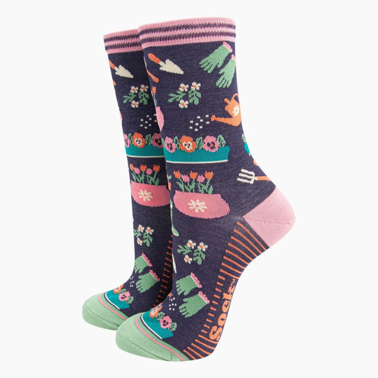 Women's Bamboo Socks - Navy, Gardening