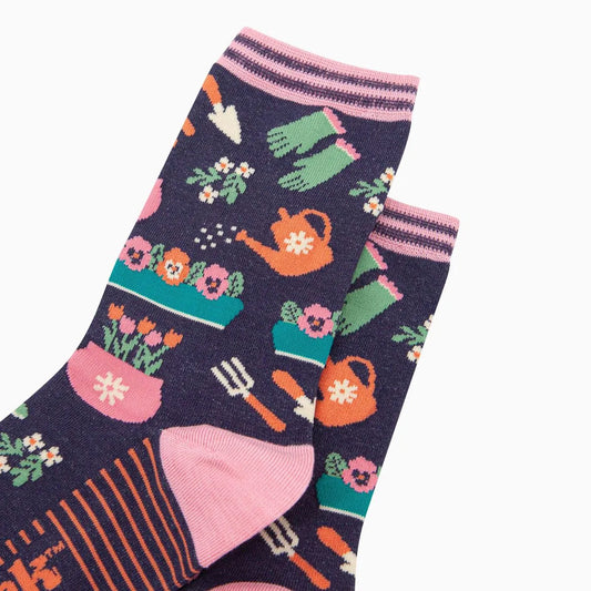 Women's Bamboo Socks - Navy, Gardening
