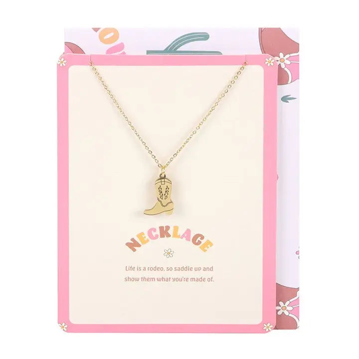 Cowboy Boot Necklace On Greeting Card