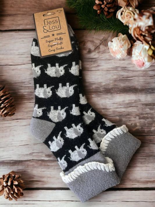 Super Soft Elephant Cuffed Socks : Black
