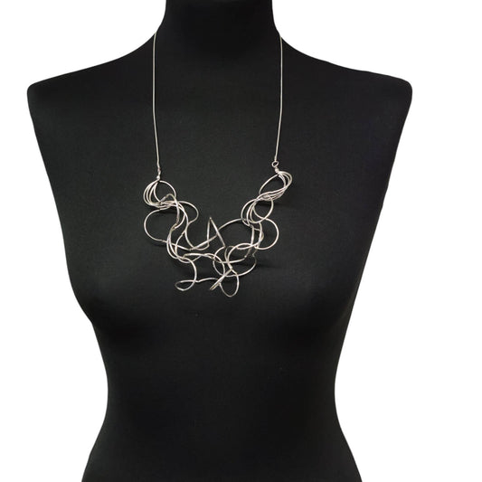 Silver Statement Wire  Necklace