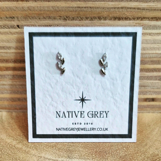 Crystal Leaf Stud Earrings