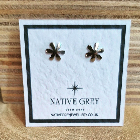 Silver Plated Flower Stud Earrings