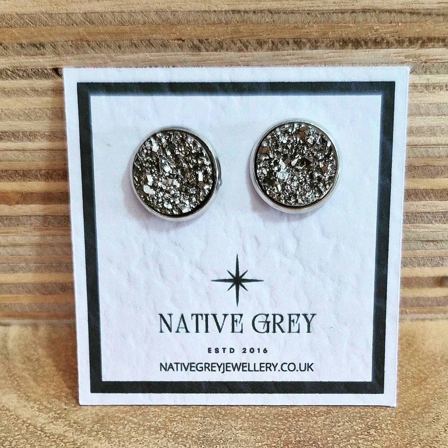 Crystal Stud Earrings - Gunmetal