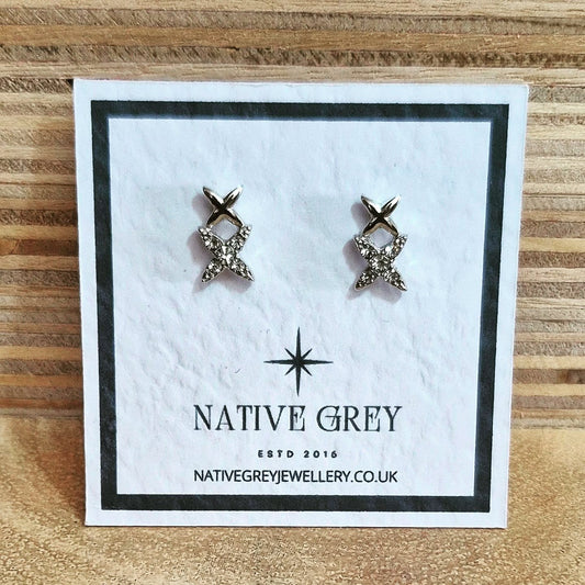 Criss-cross Crystal Stud Earrings