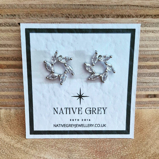 Silver Plated & Crystal Stud Earrings