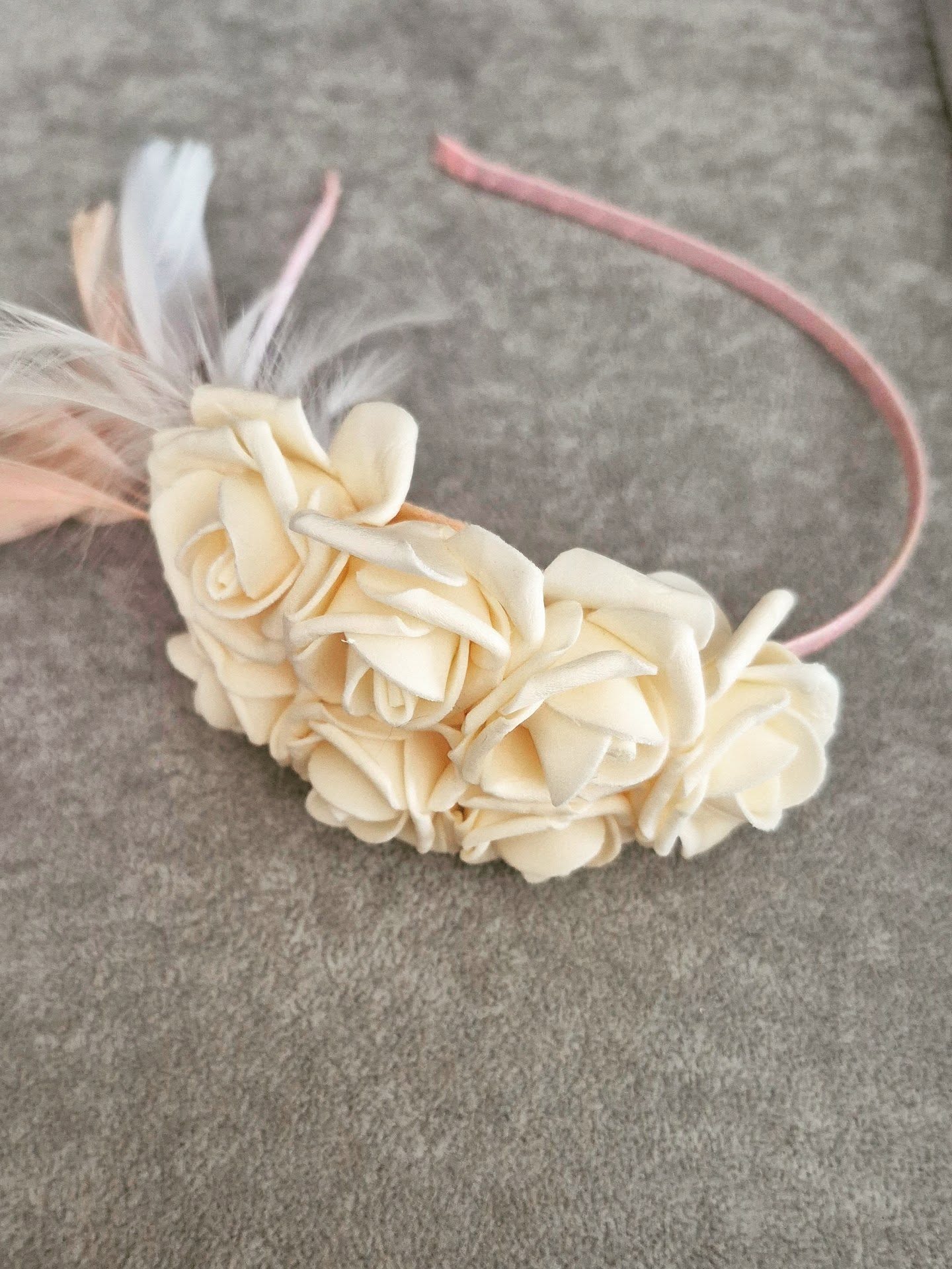 Stunning Floral Light Peach Fascinator Band