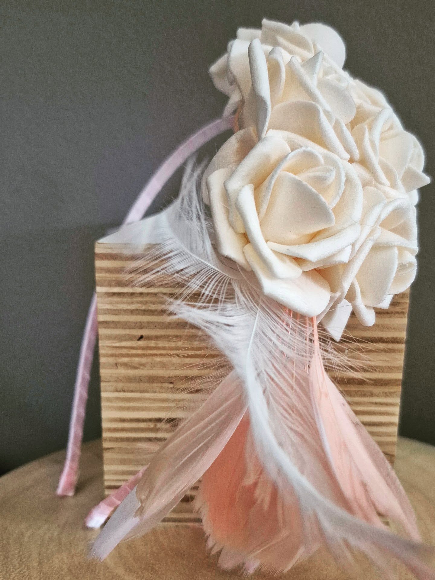 Stunning Floral Light Peach Fascinator Band