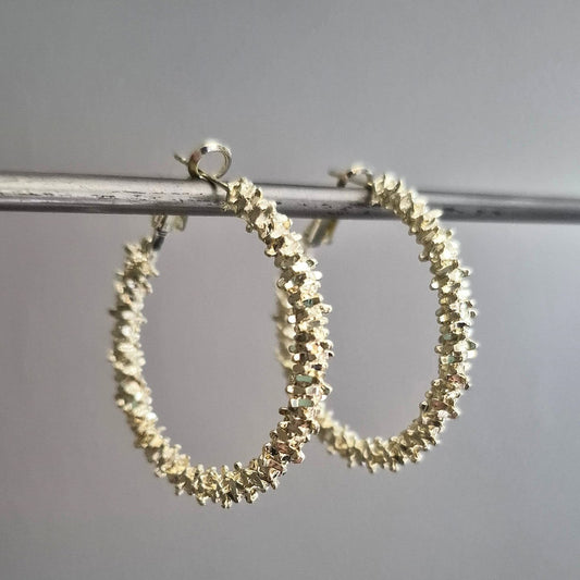 Gold Textured Hoop Earrings