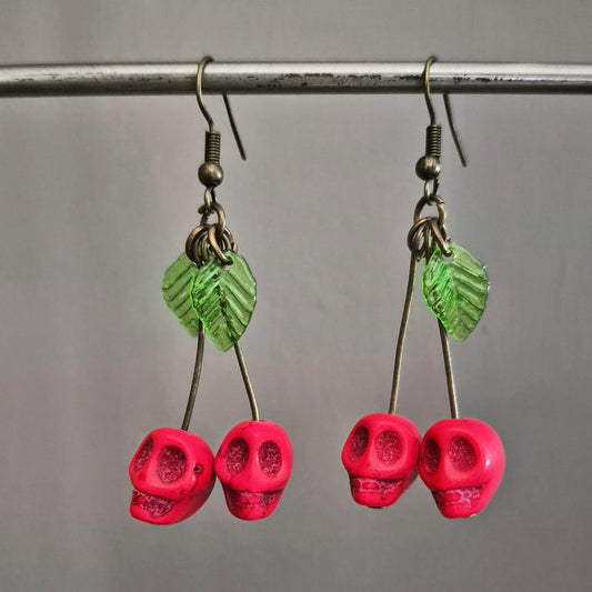 Cherry Skull Drop Earrings