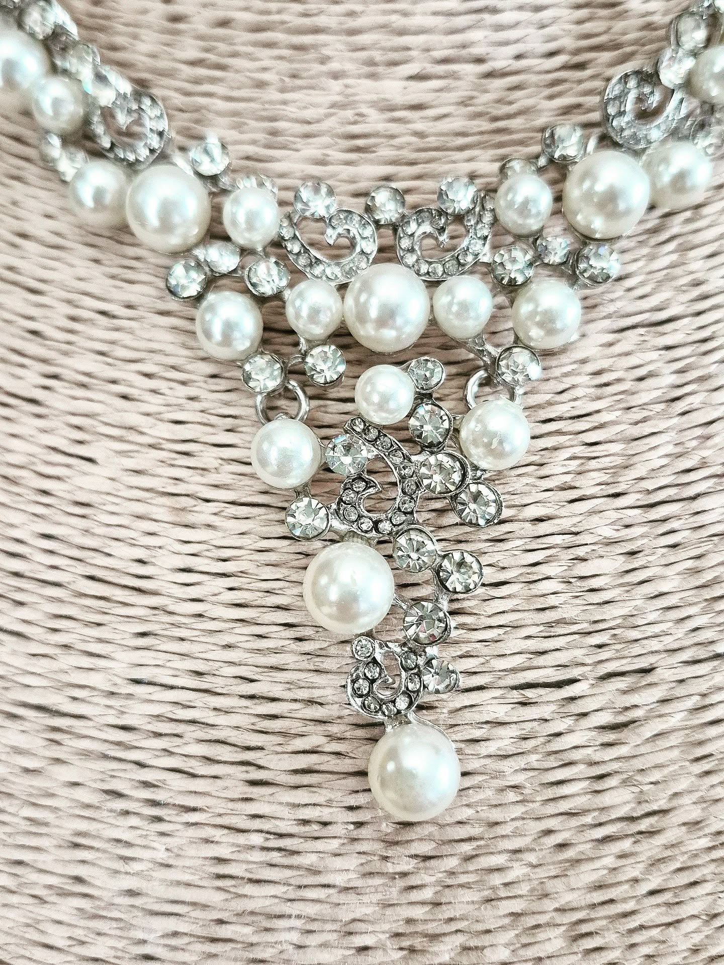 Bubbly Crystal & Pearl Statement Necklace Set